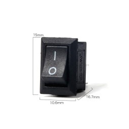 Black rectangular switch KCD1-11 2 pin - 125V/250V ON/OFF