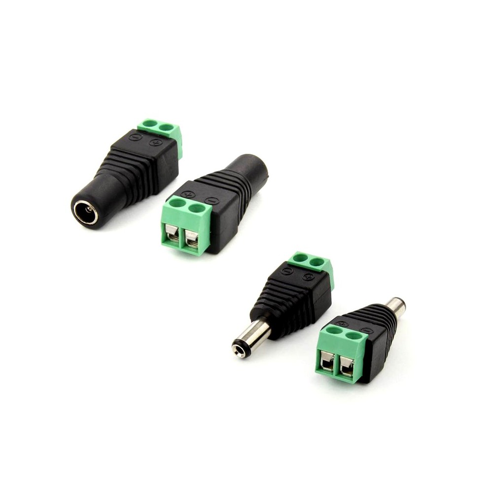 Pair Of Female Male Jack Connectors 5.5x2.1mm DC Power Supply