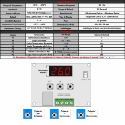 Modulo Digitale XH-W1209 12V DC Termostato Controllo Temperatura -50 110 gradi