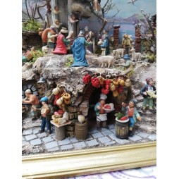 Nativity Borgo Napoletano handmade in cork for shepherds 8 cm