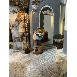 Presepe Borgo Napoletano realizzato a mano in sughero per pastori da 12/14 cm