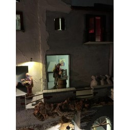 Presepe Borgo Napoletano realizzato a mano in sughero per pastori da 12/14 cm