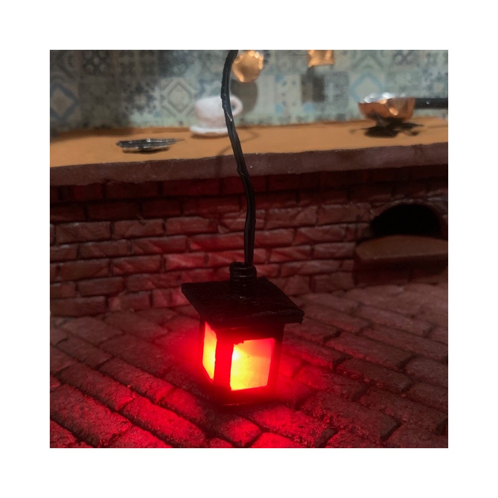 Lanterna per presepe rettangolare con led effetto fuoco