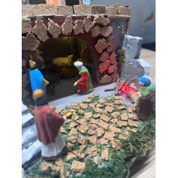 Nativity Borgo Napoletano handmade in cork for shepherds 5/6 cm