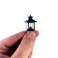 Lanterna da banco colore nero per presepi e diorami con micro lampada luce calda 12v