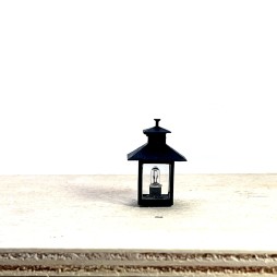 Lanterna da banco colore nero per presepi e diorami con micro lampada luce calda 12v