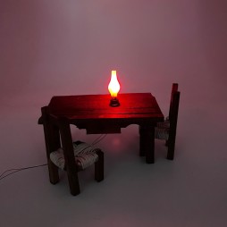 Antique bench lamp for cribs and dioramas with micro led