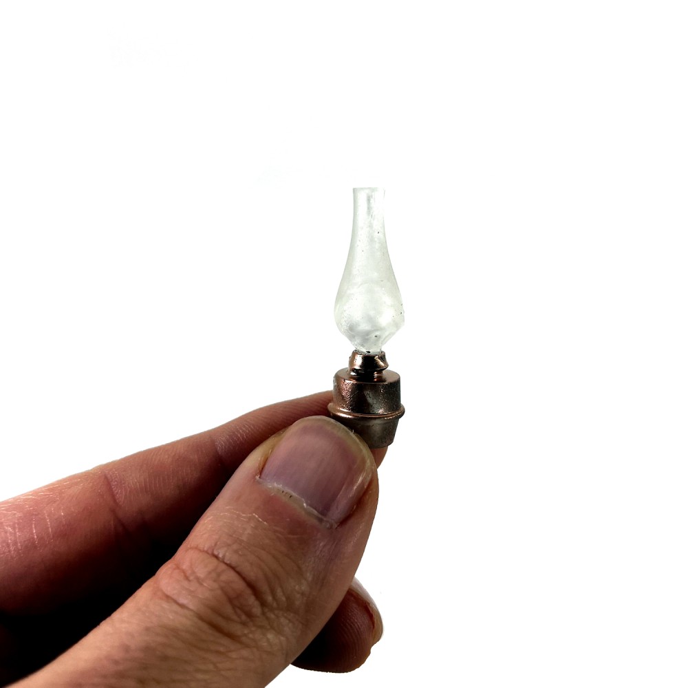 Lume antico lampada petrolio per presepi e diorami con microlampada
